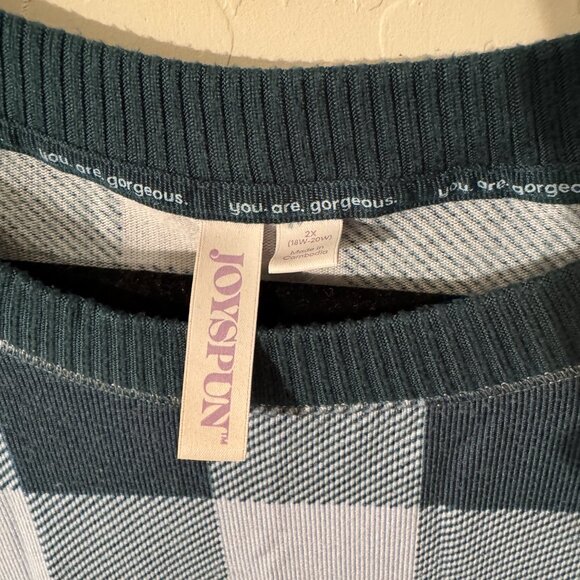 Joyspun Plaid Lounge Set | Soft Knit Top & Wide-Leg Pants | Size XXL - Picture 2 of 5